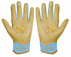 NOVERA INDUSTRIES Factory Price High Quality Customized Colors Leather Baseball Batting <b>Gloves</b> Anti-Slip Hook Loop Closure - Product Image 6
