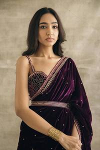 Indian Banarasi Velvet Ethnic Fancy Designer Wedding Saree with <b>Sequins</b> Work for Women Trendy Outfit - Product Image 4