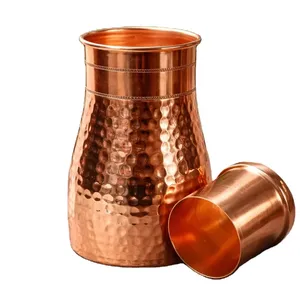 Vedic Traditions Pure <b>Copper</b> Water Vessel – Handcrafted Heirloom Pitcher & Matching Sipping <b>Cup</b> - Product Image 1