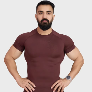 mens compression shirt gym fitness athletic wear quick dry stretch fabric training workout tee manufacturer direct - Product Image 1