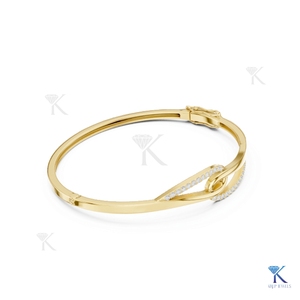 Lab Grown Diamond Round Brilliant Cut Filled Interlocking <b>Infinity</b> Bangle 14K/18K Solid Gold Luxury Unisex <b>Bracelet</b> - Product Image 6