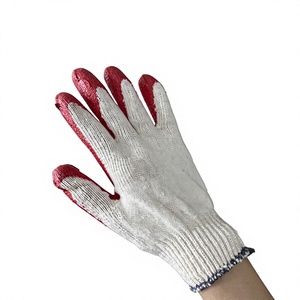 Red Cotton Latex Coated Cut-Resistant Knit Gloves Ambidextrous Pull on Cuff Household Cleaning Protection - Product Image 1