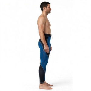 Leggings de compression intégrale pour hommes, color block, avec cordon de serrage, taille élastique, en Spandex et Nylon, pour le sport - Product Image 3