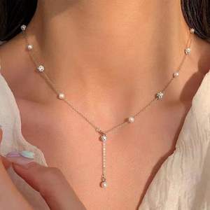 Collier en perles d'eau douce Sparkling Planet Starry Sky, argent S925, design de niche de luxe, effet lumineux sensationnel pour l'été 2022 - Product Image 1