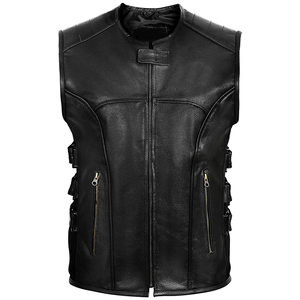 Chaleco de Motociclista Profesional para Hombre, Talla Grande, Negro, de Lona, sin Mangas, Impermeable, con Cierre de Cremallera, Color Sólido en la Parte Delantera - Product Image 4