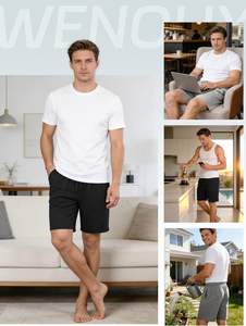 Pantalones Cortos Bermuda para Hombre, Ligeros y Cómodos, de Tela de Algodón, Transpirables, de Secado Rápido, Antiarrugas, Cintura Elástica Suave, Casuales, para la Playa - Product Image 6