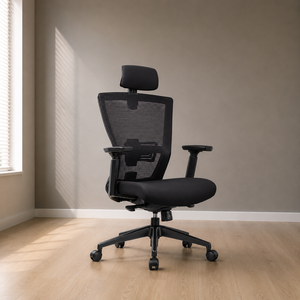 Chaise de bureau ergonomique moderne pour le gaming avec support lombaire en tissu et hauteur réglable électriquement - Product Image 1
