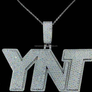 Personalizado nombre letra VVS Moissanite diamantes colgantes fábrica al por mayor 925 joyería de plata para hombres y mujeres - Product Image 3