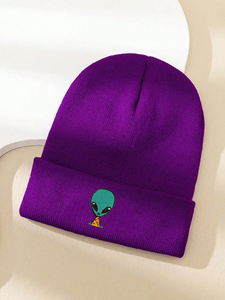 Custom Embroidered Beanie <b>Hat</b> <b>Winter</b> Warm Acrylic Knit Skull Cap Alien Logo Cuffed Beanie Unisex Streetwear OEM Wholesale - Product Image 4