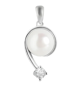 Collar con Colgante de Perla de Agua Dulce Chapado en Rodio de Plata de Ley 925 con Circonita Cúbica, Elegante Collar de Perlas para Mujer - Product Image 1
