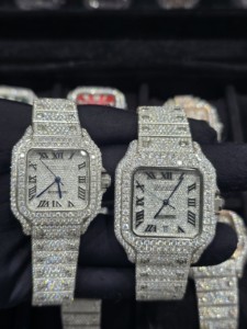 Reloj de Lujo para Hombre, Estilo Hip Hop, con Números Romanos, Edición Limitada, Plateado, Cuadrado, Automático, Mecánico, con Incrustaciones de Moissanita - Product Image 4