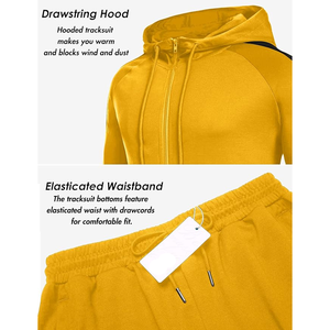 Conjunto Deportivo de Hombre con Capucha Amarillo, Tejido de Punto, Color Sólido, para Otoño - Product Image 6
