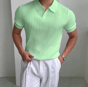 เสื้อโปโลถักสีดำสำหรับผู้ชาย แขนสั้น สีพื้น สไตล์สมาร์ทแคชชวล ระบายอากาศได้ดี ปกคอปก ทรงปกติ จากบังกลาเทศ ขายส่ง - Product Image 5