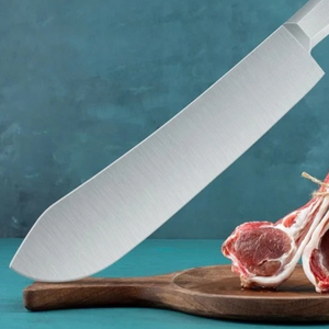 Cuchillo para Shawarma PW-SS-SC, Acero Inoxidable Plateado, Hoja Larga Curva, Mango Metálico Plateado, Cuchillo de Carnicero para Cortar Carne, Herramienta de Cocina - Product Image 2