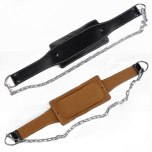 Ceinture de musculation en cuir robuste pour dips et tractions avec chaîne métallique - Product Image 2