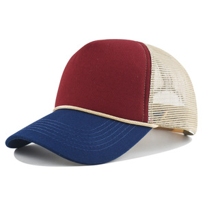 5 Panel Promotion Patchwork Mesh Truck <b>Hat</b> with String Foam Two Tone Colors Baseball Cap Streetwear Dad <b>Hat</b> for Outdoor - Product Image 5