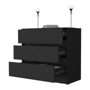 Commode Avra à 3 tiroirs avec plateau et façade en bois manufacturé, élégante commode à tiroirs - Product Image 6