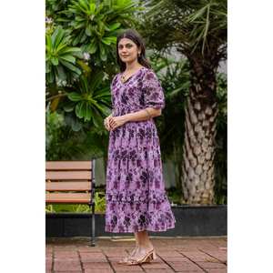 Elegante vestido informal Georgette digital con estampado floral y geométrico detallado - Product Image 6