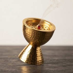 Luxury Hammered Gold <b>Bakhoor</b> Burner Metal Arabic Censer Mubkhar for <b>Oud</b> Charcoal Incense Holder Ramadan Home Decor Gift On Sale - Product Image 4
