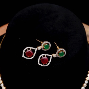 Emerald <b>Ruby</b> Vintage IGI Certified <b>Necklace</b> Set Gold Plated Red Green Multi Layer Traditional Indian Bridal Wedding Jewelry - Product Image 2