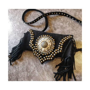 Banjara กระเป๋าสะพายไหล่ทำด้วยมือสไตล์วินเทจ, กระเป๋าแฟชั่นสไตล์โบฮีเมียนปักกระจกลายชนเผ่า - Product Image 1