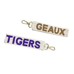 Popular Greek Letter Designs Custom Sequin Beaded Keychain Wristlet Sorority Game Day <b>Personalized</b> Comfortable Fashion <b>Keychains</b> - Product Image 2