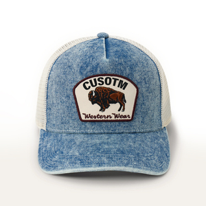 Casquettes de baseball personnalisées style hip-hop, à calotte haute, dos en maille, style western, ajustables, en coton, à fermeture snapback, prix de gros - Product Image 1