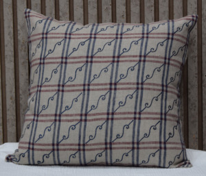 Blue Embroidered 100% Linen Cushion <b>Cover</b> Plaid Decorative Throw Pillow Case Elegant Home <b>Sofa</b> Decor Wholesale Manufacturer - Product Image 2