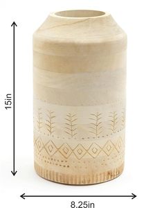 Handmade Transparent Modern Wooden Table <b>Vase</b> Bamboo Style Flower Vessel 8.25x15 in for Living Room Decor - Product Image 2