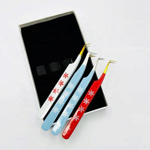 Pince à cils en acier inoxydable durable à 90 degrés pour extensions de cils, vente en gros personnalisée, pour un volume parfait et une application fluide - Product Image 6