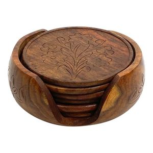 Ensemble de sous-verres décoratifs en bois massif offrant une protection de table de qualité supérieure avec une apparence naturelle élégante - Product Image 3