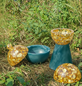 Brûleur d'encens en résine dorée Mabkhar avec boîte de rangement pour Oud |   Parfum d'ambiance - Product Image 1