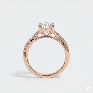 Anillo de Oro Sólido de 18K, Color E, Claridad VVS2, con Diamante de Laboratorio, Anillo de Boda, Media Eternidad, 2.22CT HPHT, Anillo de Boda Trenzado - Product Image 4