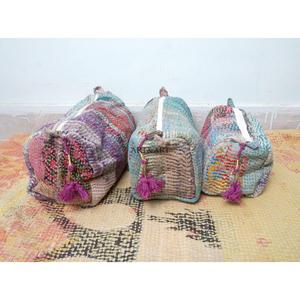 Juego de 3 Bolsas Organizadoras de Cosméticos para Mujer, Acolchadas, Vintage, Grandes, Ecológicas, Portátiles, con Cierre y Borlas, 100% Kantha, Venta al Por Mayor - Product Image 2
