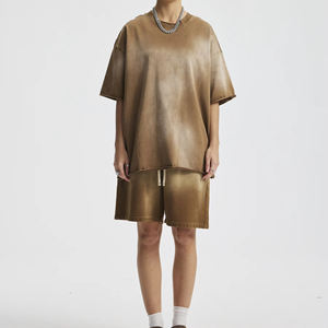 Conjunto de 2 Piezas de Camisetas y Pantalones Cortos Deportivos de Algodón con Estampado DTG Personalizado 2026, Trajes Deportivos, Conjunto de Pantalones Cortos de Baloncesto para Hombre - Product Image 3