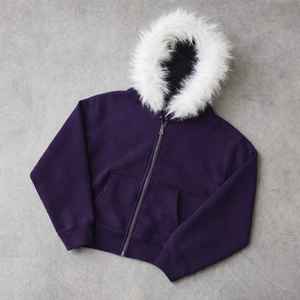 Sweat-shirt à capuche pour homme et femme, tendance et très vendu, sur mesure, avec fermeture éclair et capuche en fourrure - Product Image 6