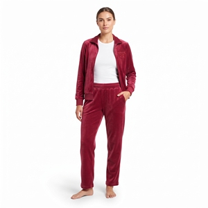 Ensemble de survêtement en velours pour femme, coupe classique, deux pièces, veste zippée intégrale et pantalon assorti, vêtements d'hiver décontractés, personnalisable - Product Image 1