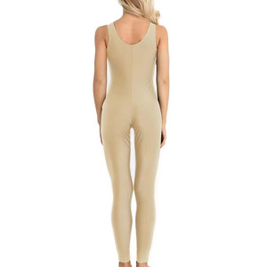Combinaison sans manches taille haute pour femme, couleur unie, effet ventre plat, coupe ajustée, longueur intégrale, col rond, en tricot Spandex Nylon - Product Image 2