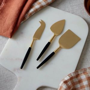 Juego de cuchillos para queso de acero inoxidable con mangos de perla y nácar, duradero, solo se lava a mano. - Product Image 2