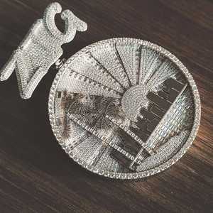 Pendentif disque rond serti de moissanite taille ronde avec lettre, en argent 925, personnalisé, style Hip Hop Bling, bijoux fins - Product Image 3