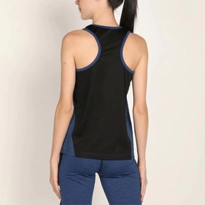 Women's Blue Sporty Tank <b>Top</b> O-Neck <b>Knitted</b> Quick Dry Breathable Eco-Friendly 100% Cotton Solid Color <b>Sleeveless</b> Workout - Product Image 2