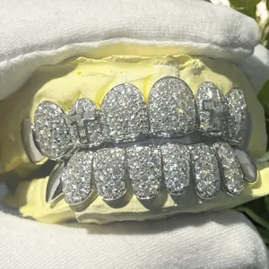 Nouveau Grillz dentaire Hip Hop Punk personnalisé en argent 925, style bijoux de corps, avec zircons incrustés, pour homme - Product Image 3