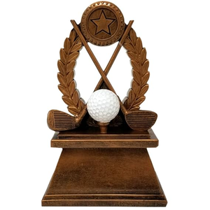 Custom Golf Championship Trophy with Golf Clubs & Ball | Metal Sports Award for Tournament Winners OEM ODM Wholesale Manufacture - Product Image 1