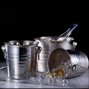 ถังน้ำแข็งสแตนเลสสีตามสั่ง ลดราคาพิเศษ พร้อมหูหิ้ว สำหรับใส่เบียร์ ไวน์ แชมเปญ เหมาะสำหรับงานปาร์ตี้ที่บาร์ - Product Image 4