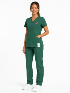 Conjunto de Uniforme de Enfermería para Mujer, Top Elástico con Cintura Ajustable y Pantalones Jogger, Antiarrugas, de Jersey - Product Image 1