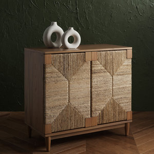 Mesita de noche de 2 puertas elegante herramienta de torneado mesita de noche con diseño único - Product Image 3