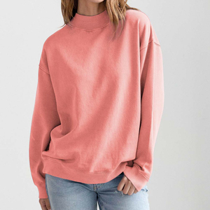 เสื้อสเวตเชิ้ตคอเต่าโอเวอร์ไซส์สำหรับผู้หญิง สีพื้น ทรงหลวม แขนยาว ผ้าถัก คอตตอน สวมใส่สบายๆ ในฤดูใบไม้ร่วง - Product Image 1