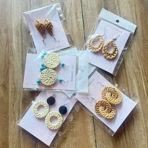 Handmade Rattan Drop <b>Earrings</b> Vietnam Eco Friendly Classic Folk Art Lightweight Jewelry Accessories for Women - Product Image 1