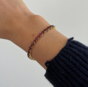 Lab Grown Ruby Charm <b>Bracelet</b> 925 Sterling Silver Gold Plated Elegant Handmade Luxury July Birthstone Jewelry Gift for Women - Product Image 3