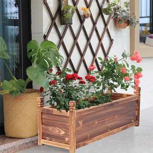 Jardinera Elevada de Madera con Tres Compartimentos, para Jardín Exterior, Rústica y Decorativa, para Cultivar Vegetales, Flores y Hierbas - Product Image 3